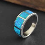 Opale Blu Bague en argent 925 - Hauteur : 55 mm- 5.5 g - (1)