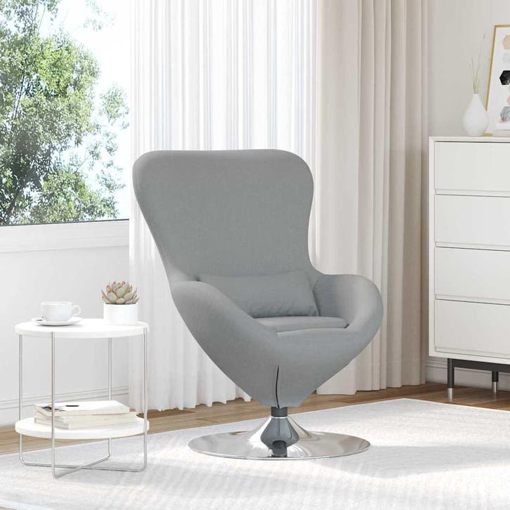 vidaXL Eivormige stoel Lichtgrijs 63 x 73 x 90 cm Stof, Maison & Meubles, Fauteuils, Envoi