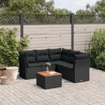 vidaXL 6-delige Loungeset met kussens poly rattan zwart, Verzenden, Loungeset