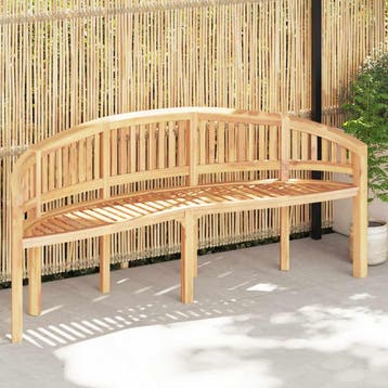vidaXL Bankje banaanvormig 200 cm massief teakhout, Tuin en Terras, Verzenden, Nieuw