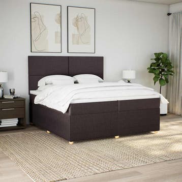 vidaXL Boxspring met matras stof donkerbruin 200x200 cm, Verzenden, Nieuw
