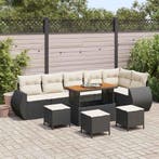 vidaXL Tuinbank Set met kussen 10 pcs Zwart en Crème Poly, Verzenden, Nieuw