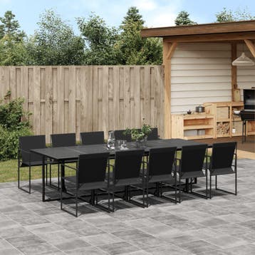vidaXL 11-delige Tuinset textileen zwart, Verzenden, Nieuw, Tuinset