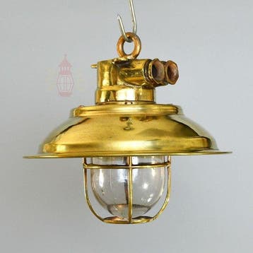 Wandlamp - Messing, Glas - Industrieel kooi-lamp