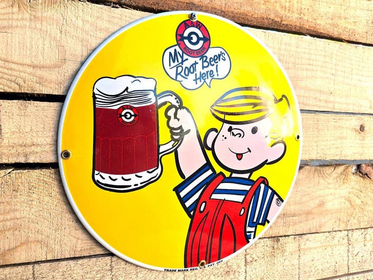 A&W Rootbeer vintage emaille bord, Collections, Marques & Objets publicitaires, Envoi