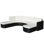 vidaXL 4-delige Loungeset met kussens poly rattan zwart, Tuin en Terras, Verzenden, Nieuw, Loungeset