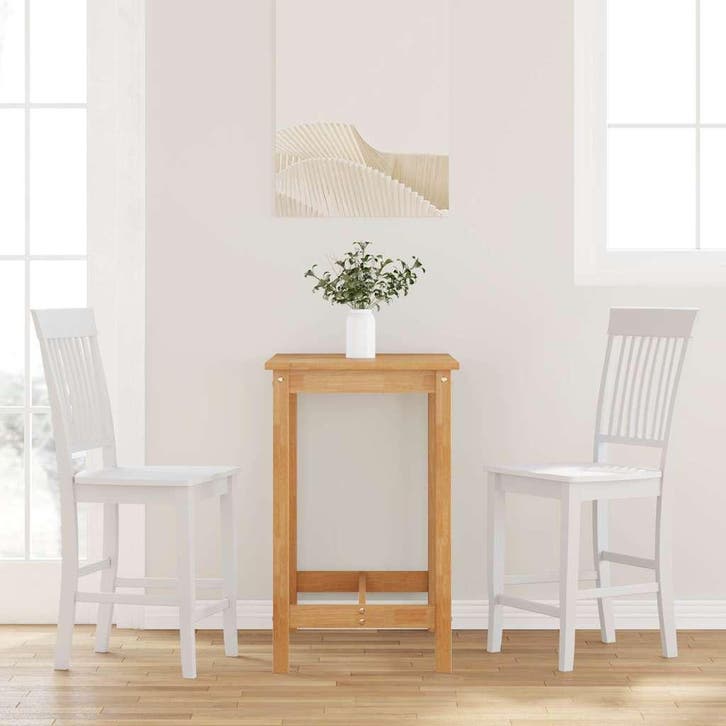 vidaXL Barkrukken 2 stuks Wit Massief Hout Rubber, Maison & Meubles, Tabourets de bar, Envoi