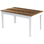 Evila Originals Milan Eettafel, Walnootbruin En Wit, 145 Cm, Huis en Inrichting, Verzenden, Zo goed als nieuw, Overige houtsoorten