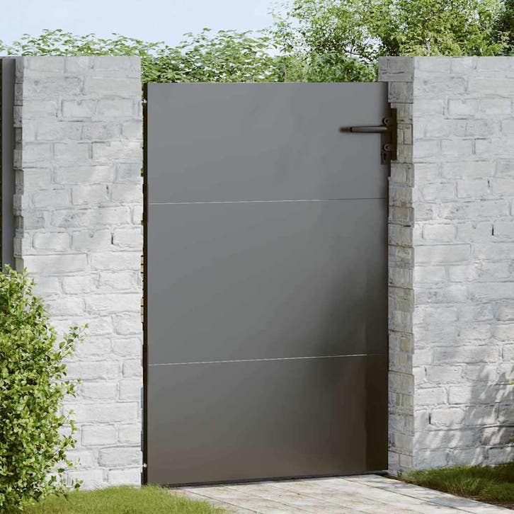 vidaXL Tuinpoort 85 x 125 cm Poedercoated staal Zwart, Jardin & Terrasse, Portes de jardin, Envoi