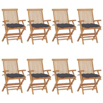 vidaXL Tuinstoelen 8 st met antracietkleurige kussens, Tuin en Terras, Tuinstoelen, Verzenden, Nieuw