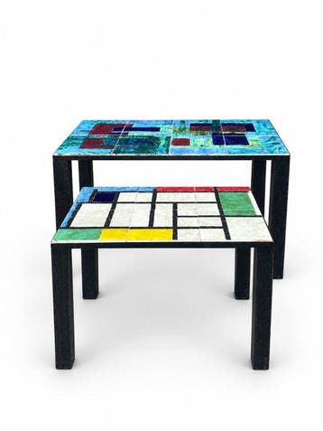 Table dappoint - Céramique, Fer - Deux tables dappoint au