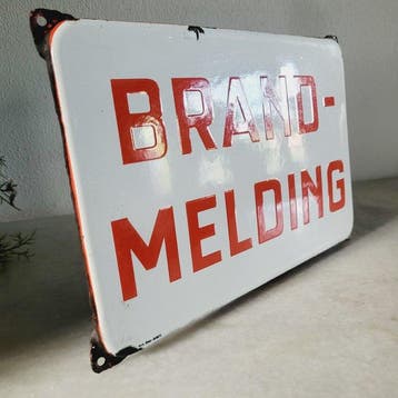 Zeldzaam Emaille Bord, Brand-Melding, Langcat Bussum, 1940