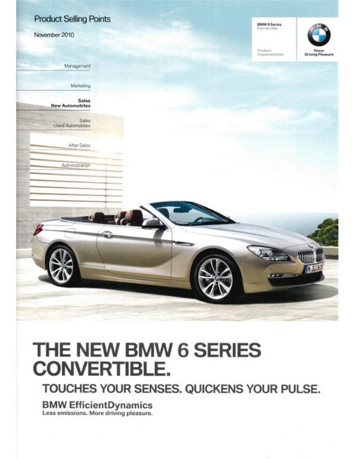 2011 BMW 6 SERIE CABRIOLET PRODUCT BEARGUMENTATIE BROCHURE, Boeken, Auto's | Folders en Tijdschriften