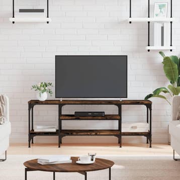 vidaXL Tv-meubel 121x35x45 cm bewerkt hout en ijzer gerookt, Verzenden, Nieuw