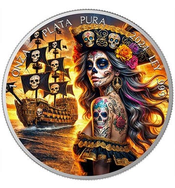 Mexico. 1 Onza 2024 Dia De los Muertos - Pirate , 1 Oz