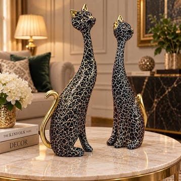 Beeldje - Pair of Cat Figurines Luxury Decor (2) - Hars
