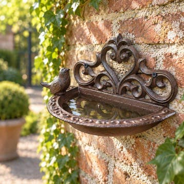 Decoratief ornament - Gietijzeren wand vogelvoeder /, Antiek en Kunst