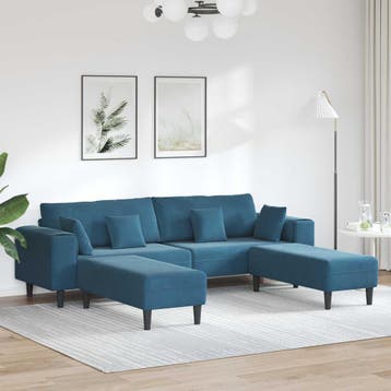 vidaXL bank / zetel 3 st Blauw Fluweel, Verzenden