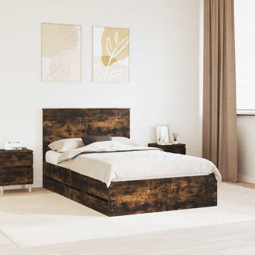 vidaXL Bedframe met lade Rook Eiken 120 x 200 cm, Verzenden, Nieuw