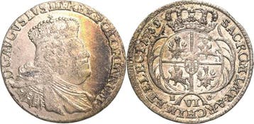 6 Groschen (szostak) 1755, Sachsen-kurlinie ab 1547 (albe..., Verzenden, België