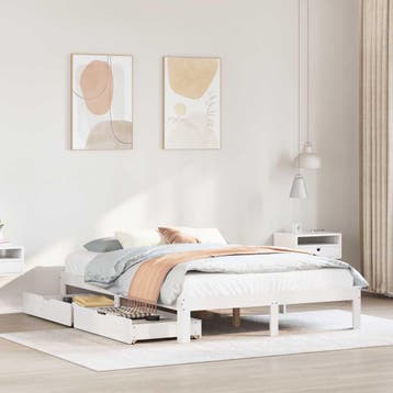 vidaXL Bedframe met lades massief grenenhout wit 140x200 cm, Huis en Inrichting, Slaapkamer | Bedden, Verzenden, Nieuw