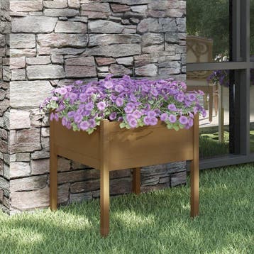 vidaXL Plantenbak 70x70x70 cm massief grenenhout honingbruin, Verzenden