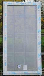 pvc terrasraam , raam 111 x 218 wit / earl platin metallic, 75 tot 150 cm, Kunststof, Deurkozijn, Nieuw