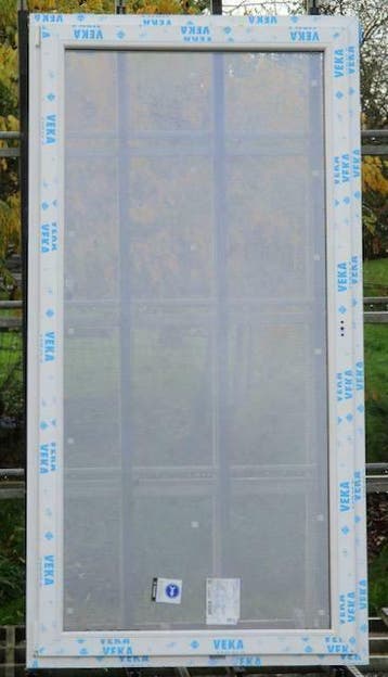 pvc terrasraam , raam 111 x 218 wit / earl platin metallic, 75 tot 150 cm, Kunststof, Deurkozijn, Nieuw