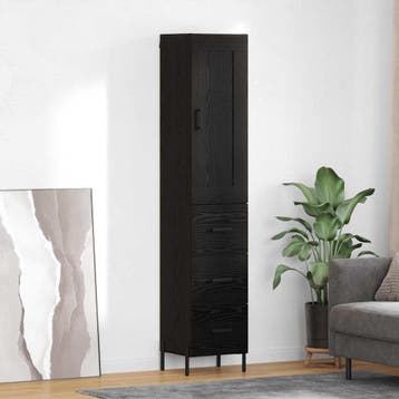 vidaXL Highboard met lade Zwart Eiken 34,5 x 34 x 180 cm, Verzenden, Nieuw