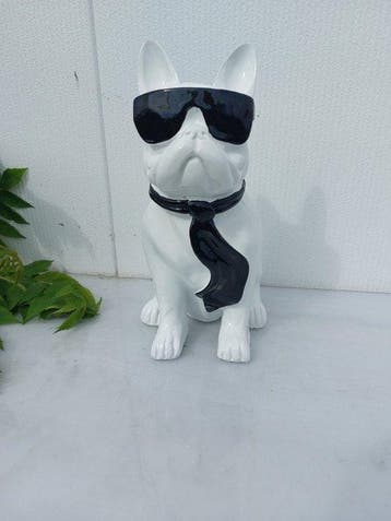 Beeld, French bulldog with tie and sunglasses - 40 cm -