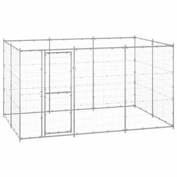 vidaXL Hondenkennel 7,26 m² gegalvaniseerd staal, Verzenden, Nieuw