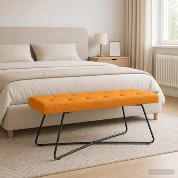 vidaXL Bank met knopen tufting Dongeel 110 x 40 x 46 cm Stof, Verzenden