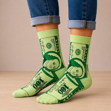 Sokken - Dollar Geld Print - Groen - Katoen - Maat 36-43, Vêtements | Femmes