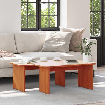 vidaXL Salontafel 2 st Wasbruin 100 x 69 x 35,5 cm Massief, Verzenden