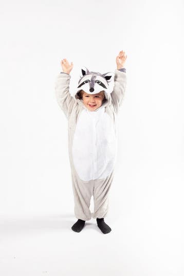KIMU® Onesie Grijze Wasbeer Pakje 110-116 Wasbeerpak Kostuum, Ophalen of Verzenden, Nieuw