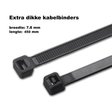 Set van 50 dikke tie wraps (kabelbinders zwart), 7.8x450 mm, Bricolage & Construction, Verzenden