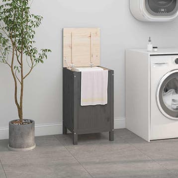 vidaXL Wasmand 44x44x76 cm massief grenenhout grijs, Verzenden, Nieuw