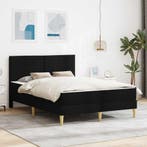 vidaXL Bedframe Zwart 140 x 200 cm Polyester, Huis en Inrichting, Slaapkamer | Matrassen en Bedbodems, Verzenden, Nieuw