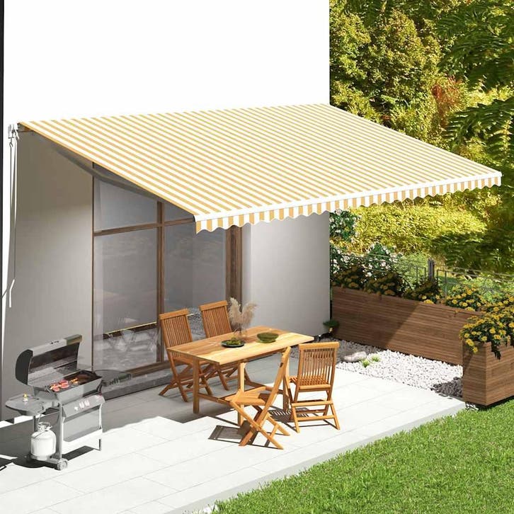 vidaXL Vervangingsdoek voor luifel 6x3,5 m polyester geel en, Tuin en Terras, Zonneschermen, Nieuw, Verzenden