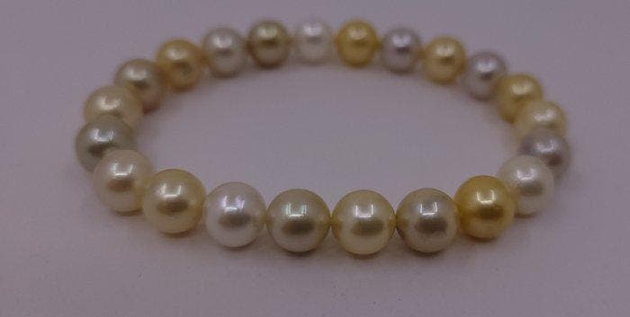 Armband Gouden en witte South Sea parels - 8x9mm, Handtassen en Accessoires, Armbanden