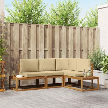 vidaXL 4 st Buiten bank set Massief Acacia Hout en Polyester, Verzenden