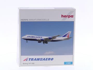 Schaal 1:500 Herpa 515221 Transaero - Boeing 747-200 Reg...., Ophalen of Verzenden