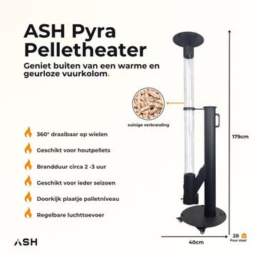 ASH Pelletkachel – Pyra Verrijdbare Terrasverwarmer, Verzenden, Nieuw