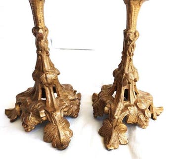 Chandelier - Laiton moulé, Laiton doré - Bougeoirs en laiton