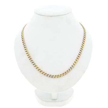 Tricolor gouden gourmetschakel ketting, Handtassen en Accessoires, Kettingen, Ophalen of Verzenden, Gebruikt, Goud, Goud