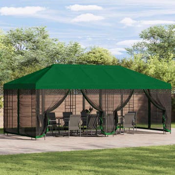 vidaXL Paviljoen met zijwanden 6 x 3 m Groen Polyester en, Verzenden, Nieuw