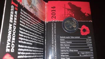 België. 2 Euro 2014 The Great War Centenary (Zonder, Postzegels en Munten