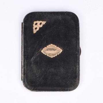 Biedermeier Etui met Gouden appliques - Portefeuille, Antiek en Kunst