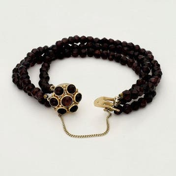 Armband - 14 karaat Geel goud - Granaat, Handtassen en Accessoires, Armbanden, Nieuw