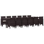 vidaXL Tuin Eettafel Set 13 pcs Bruin Polt riet, Verzenden, Nieuw